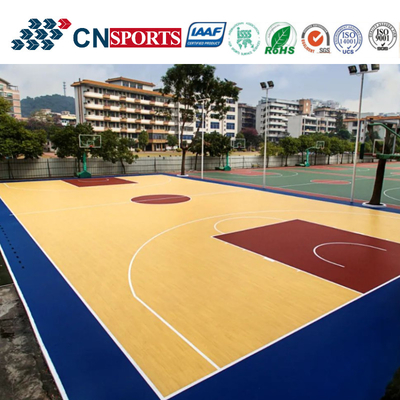 Non Toxic Spu Wooden Texture Basketball Court Flooring For Outdoor And Indoor